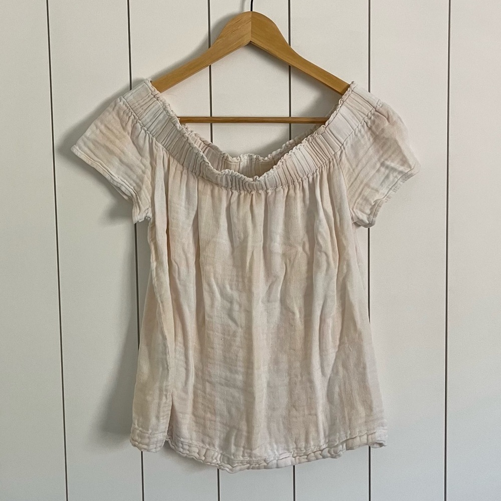 Anthropologie Cloth & Stone Gingham Off Shoulder Gauze Top